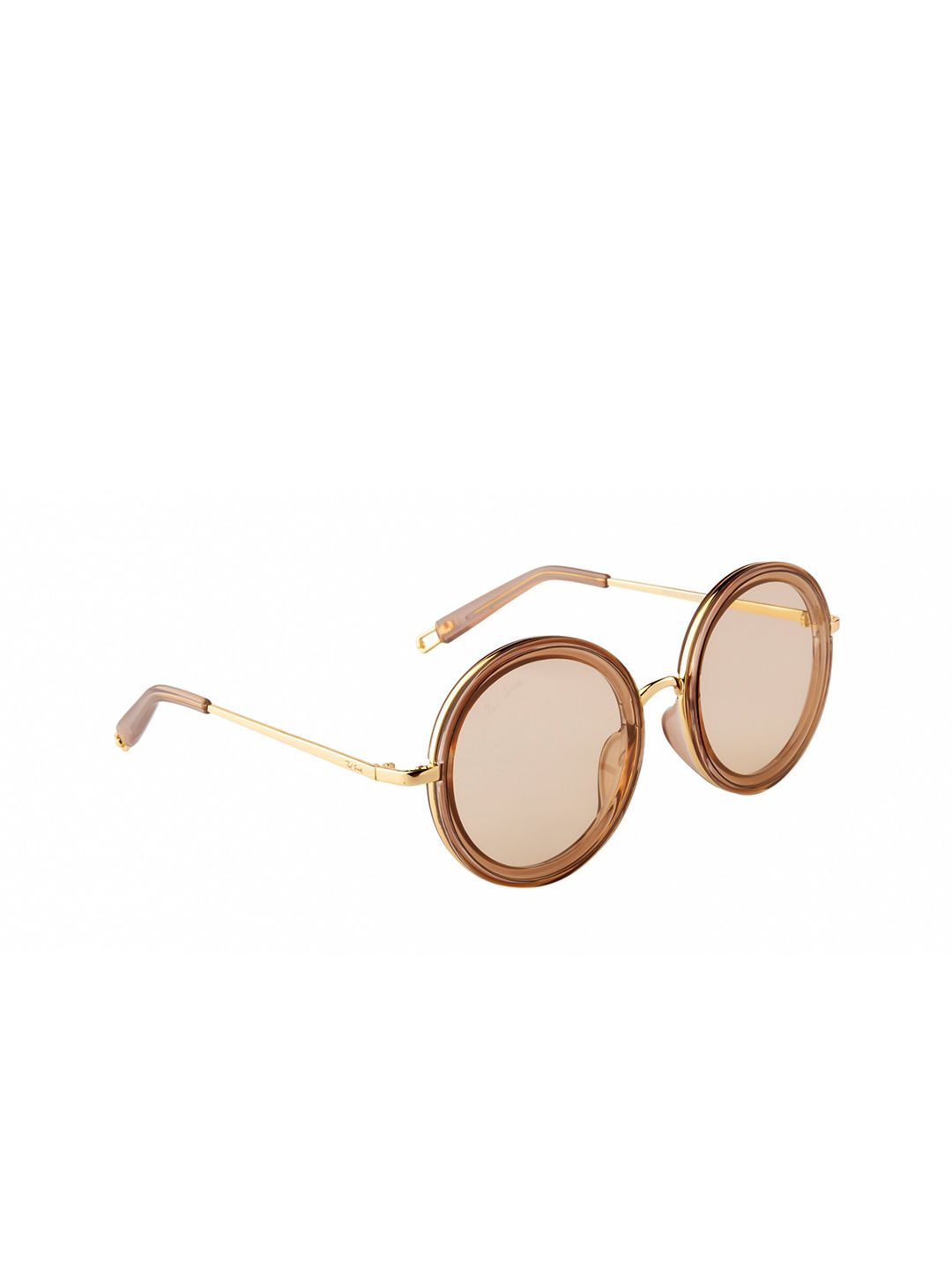 Ted Smith Women Brown Lens & Brown Round Sunglasses with Polarised Lens Price in India