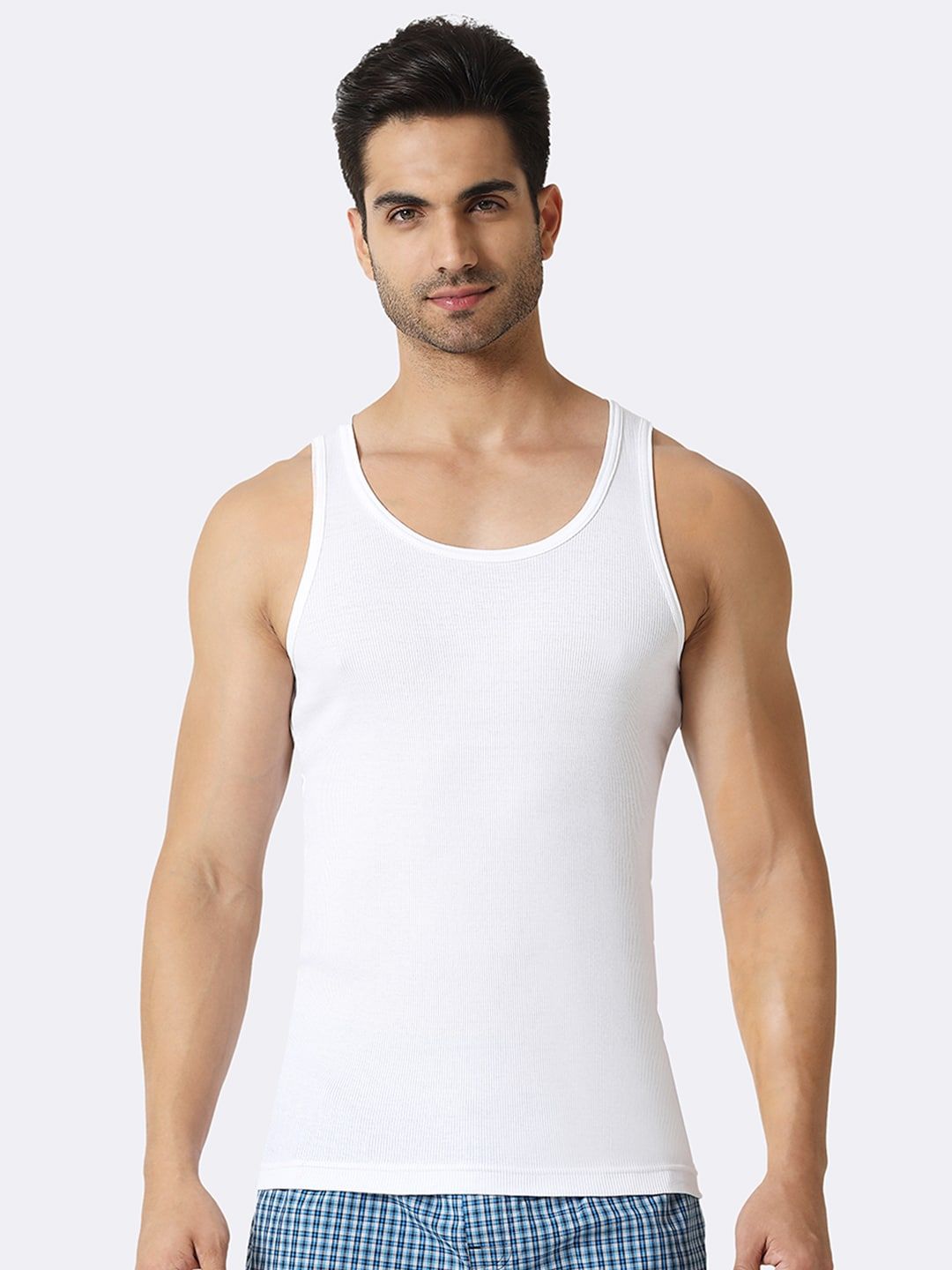 Van Heusen Innerwear Van Heusen Men Ribbed Cotton Vest Regular Fit Sleeveless Anti-Bacterial Breathable