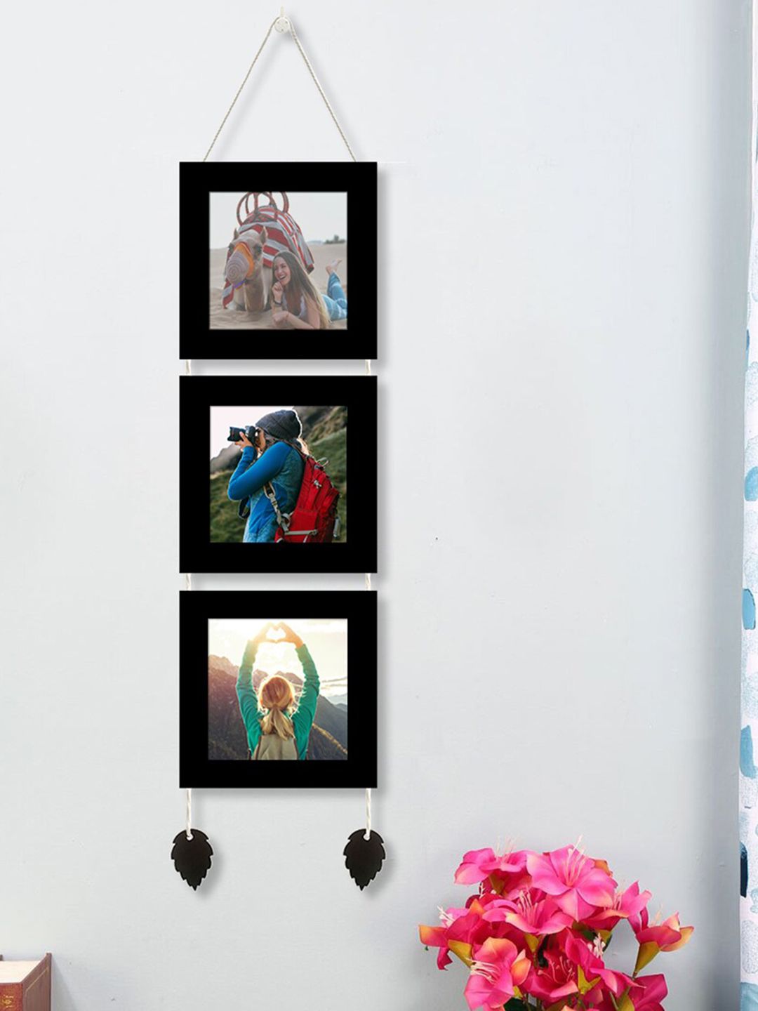 Art Street Set Of 3 Black Solid Wooden Wall Hanging Photo Frames Price in India