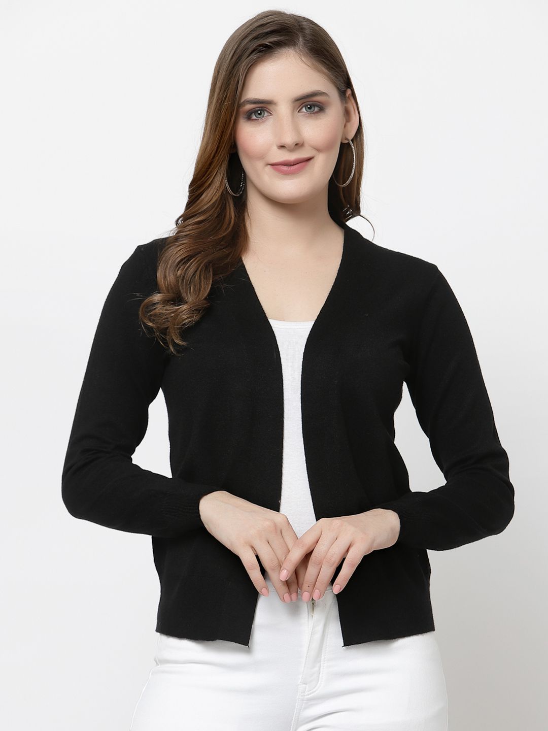 Mafadeny Women Black Regular Shrug Price in India