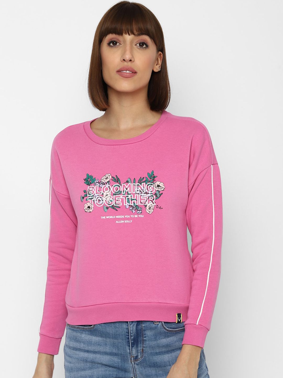 Allen Solly Woman Women Pink Printed Sweatshirt Price in India