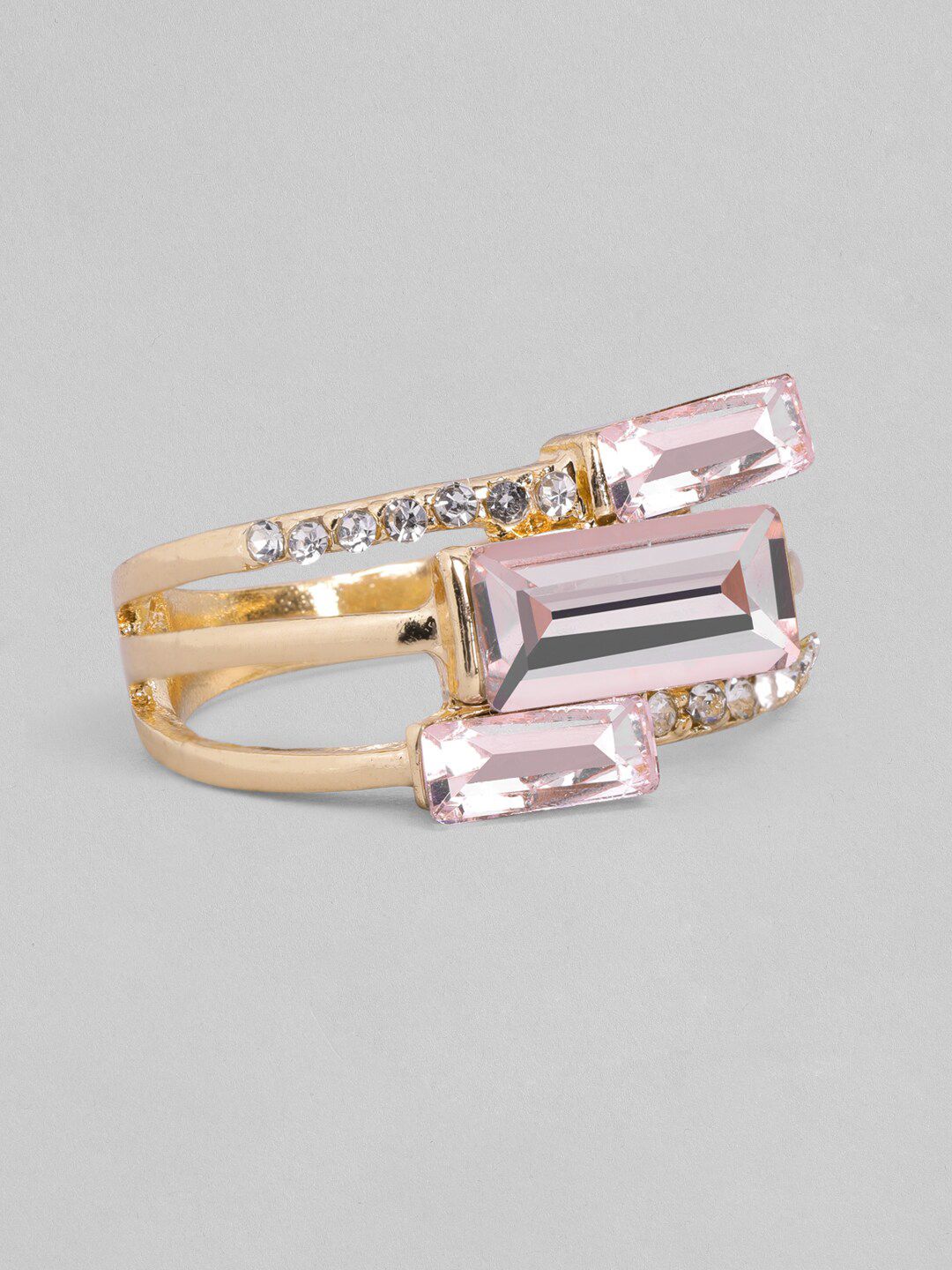TOKYO TALKIES X rubans FASHION ACCESSORIES Women Gold-Plated Pink Stone Finger Ring Price in India
