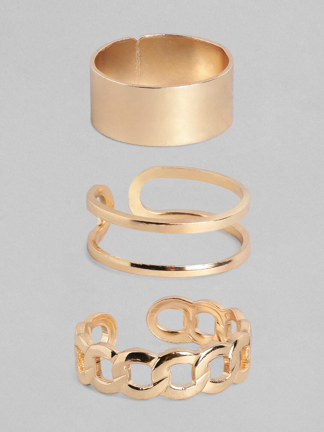 TOKYO TALKIES X rubans FASHION ACCESSORIES Set Of 3 Gold-Plated Handcrafted Finger Rings Price in India