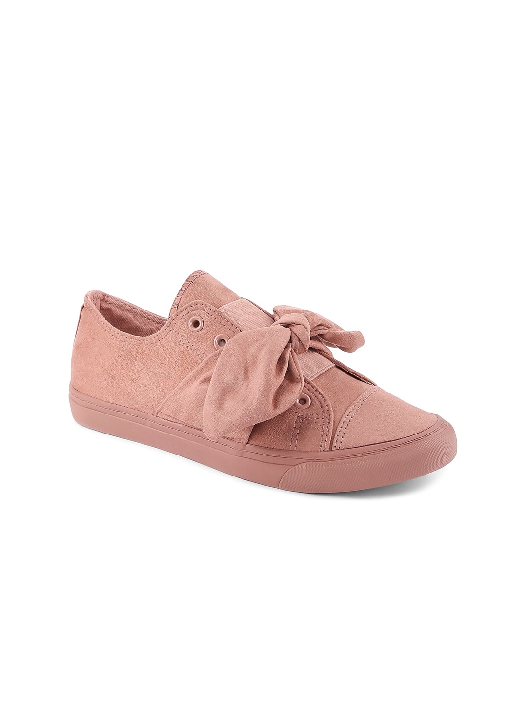 Forever Glam by Pantaloons Women Pink Solid Sneakers with a Bow Price in India