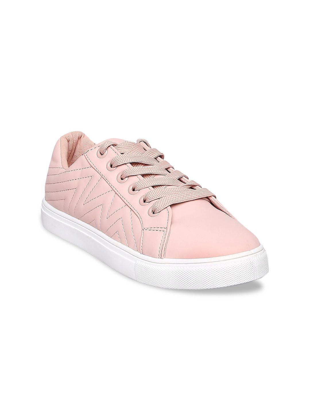 Forever Glam by Pantaloons Women Pink Woven Design Leather Sneakers Price in India
