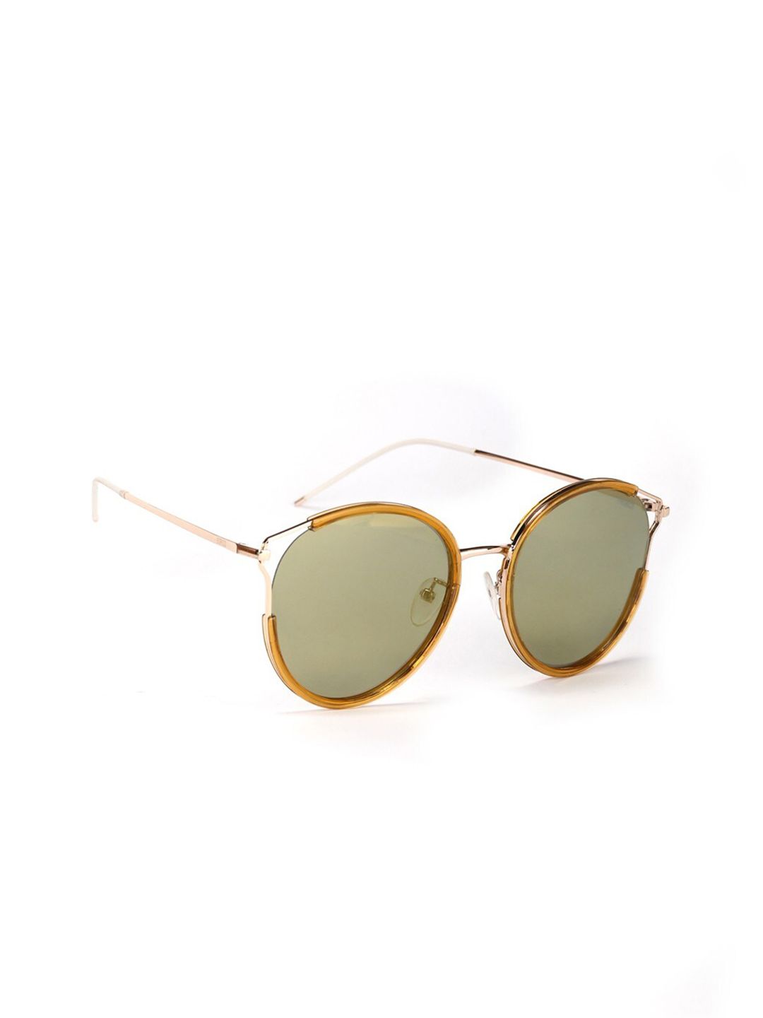 ENRICO Women Green Lens & Gold-Toned Round Sunglasses - EN P 1078 C3-Green