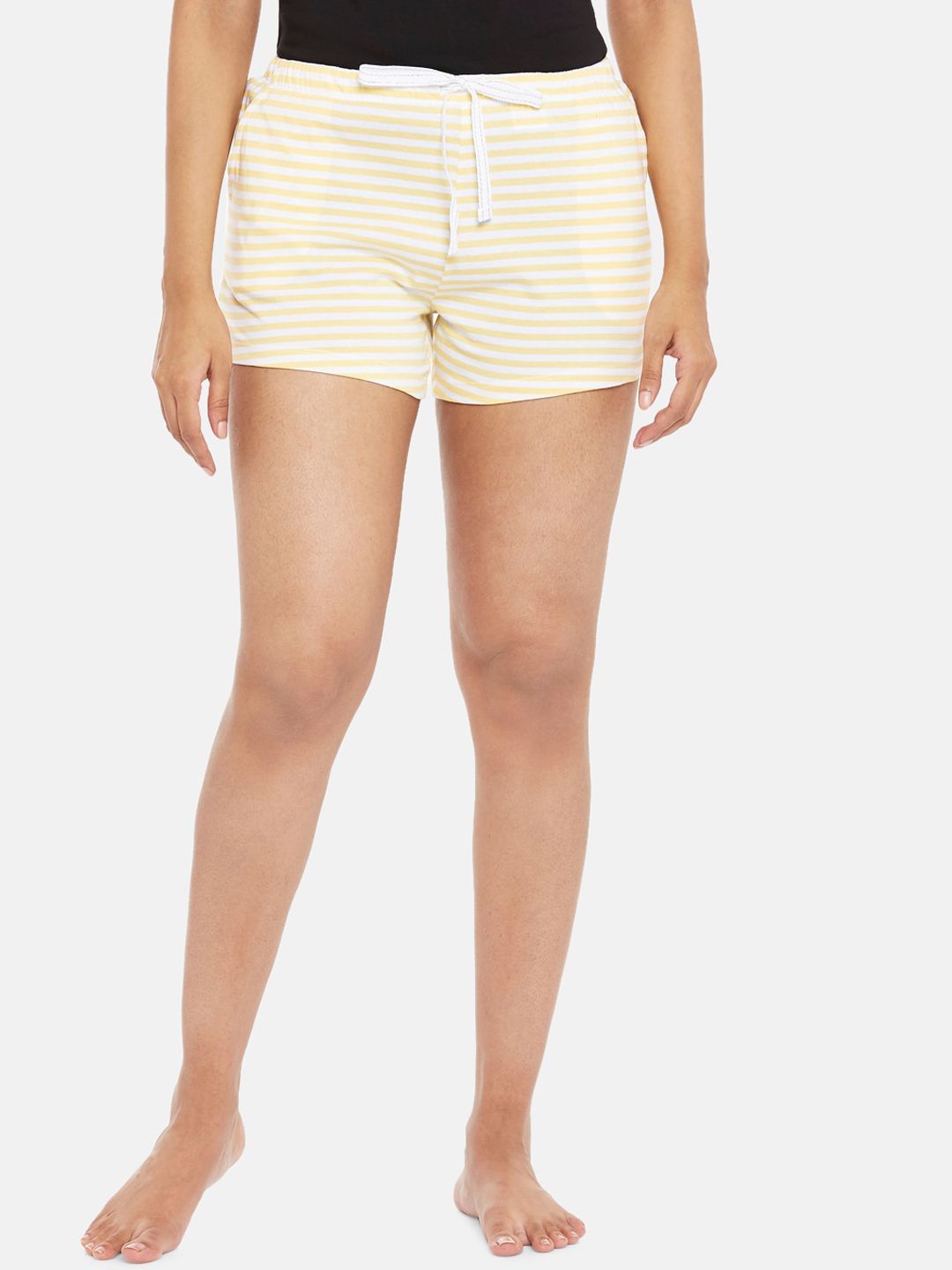 Dreamz by Pantaloons Women Yellow Striped Lounge Shorts Price in India