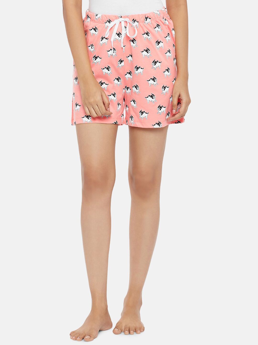 Dreamz by Pantaloons Women Pink & White Printed Cotton Lounge Shorts Price in India