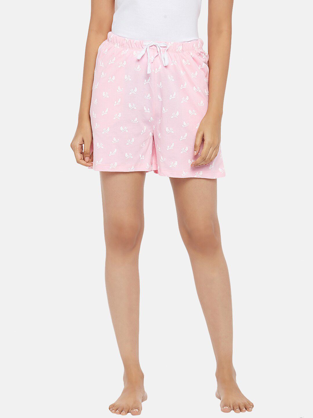 Dreamz by Pantaloons Women Pink & White Printed Lounge Shorts Price in India