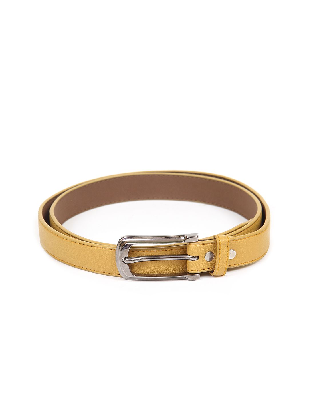 Calvadoss Women Solid Mustard PU Belt Price in India