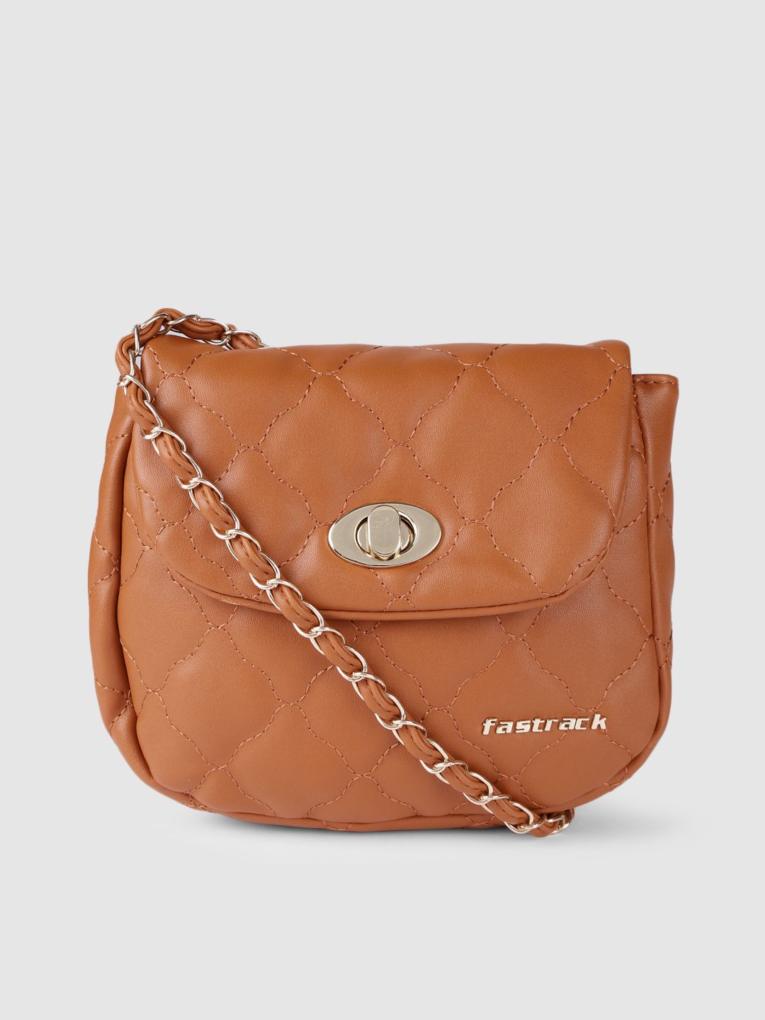 Fastrack Tan Brown Quilted Sling Bag Price in India