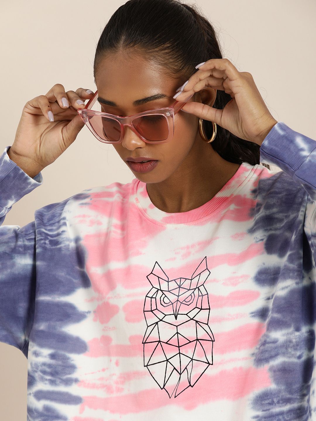 DILLINGER Women Tie and Dye Oversized Sweatshirt Price in India