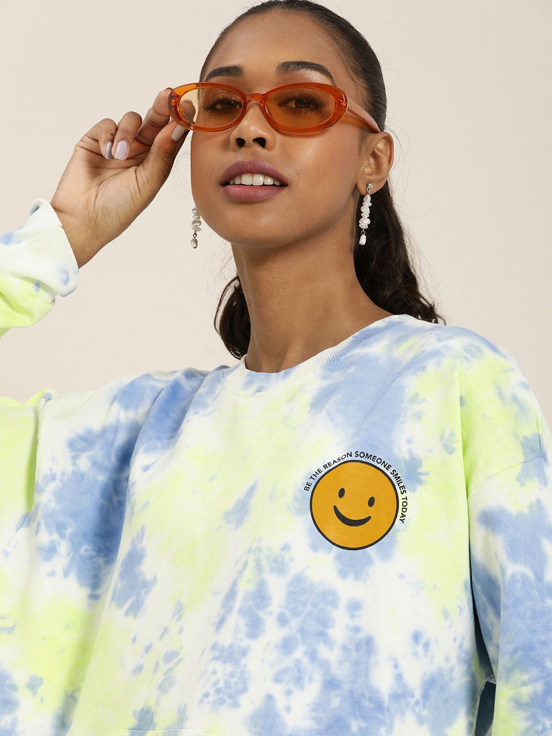 DILLINGER Women Tie and Dye Oversized Sweatshirt Price in India