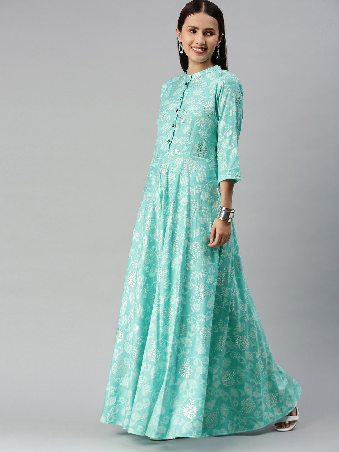 Swishchick Green Floral Maxi Dress Price in India