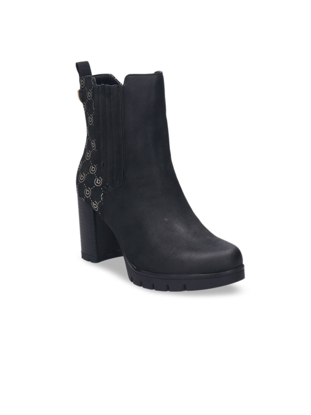 Bugatti Black Block Heeled Boots Price in India