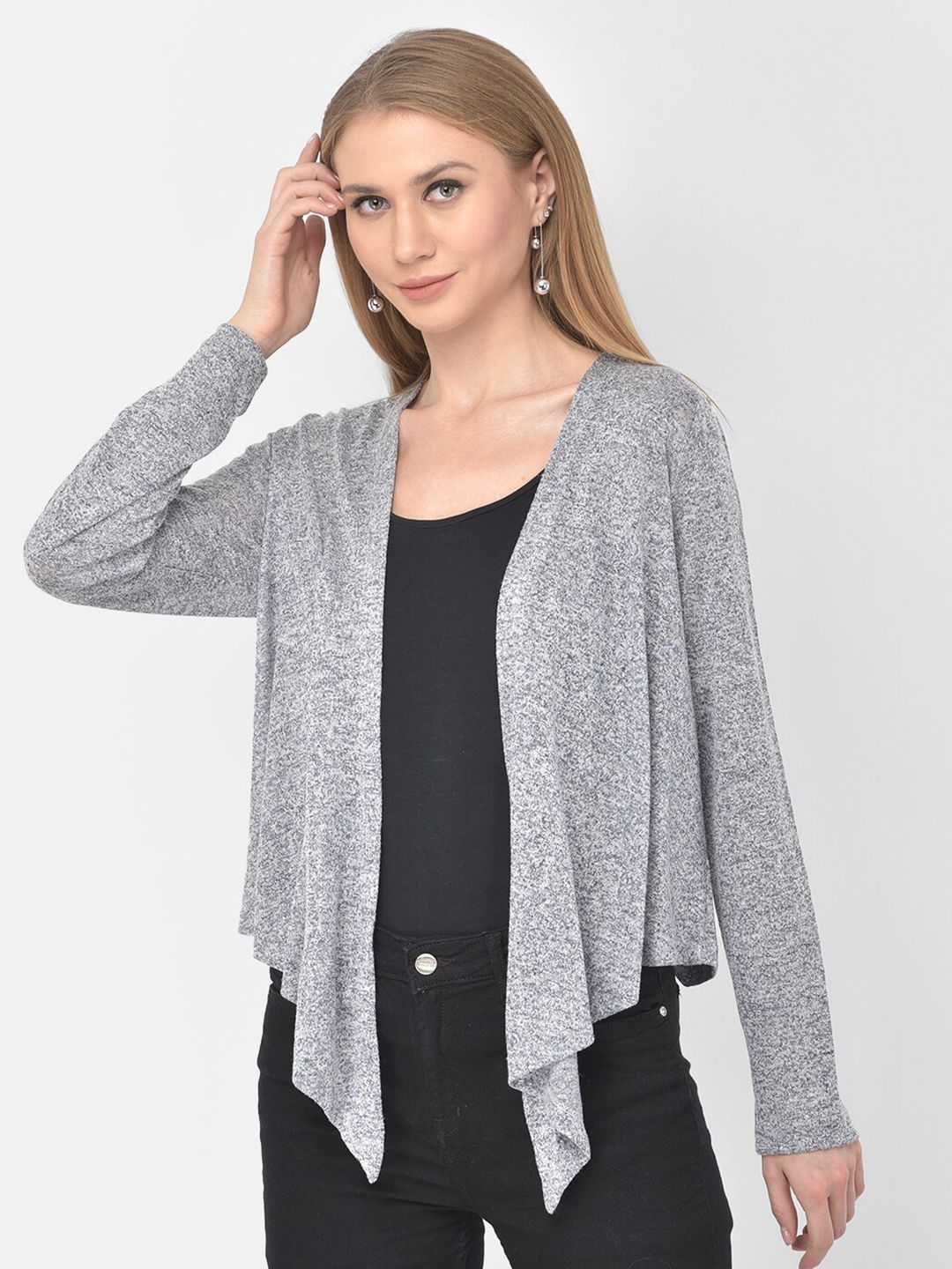 Latin Quarters Women Grey Melange Shrug Price in India