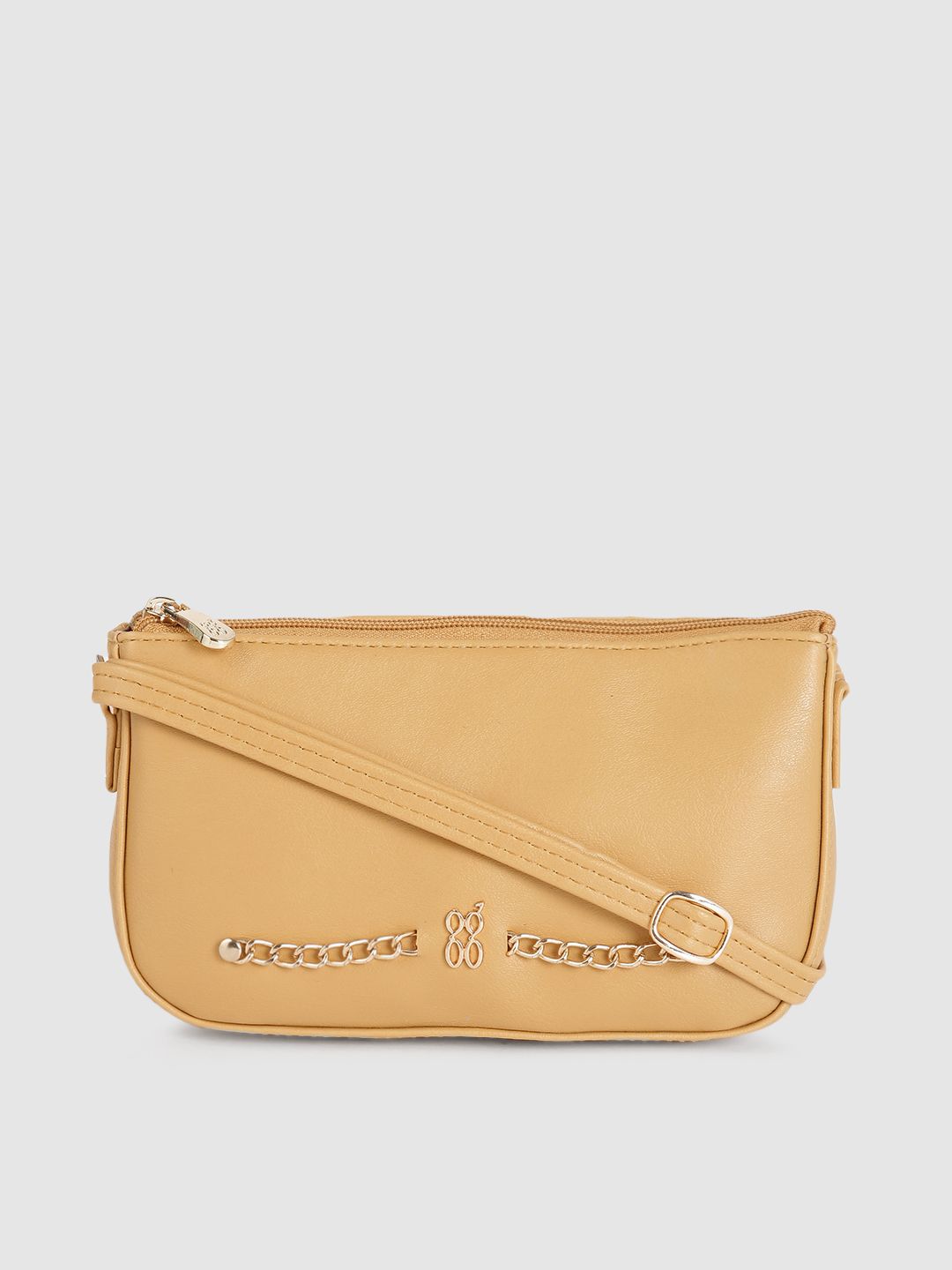 Baggit Yellow Solid Embellished Structured Sling Bag Price in India