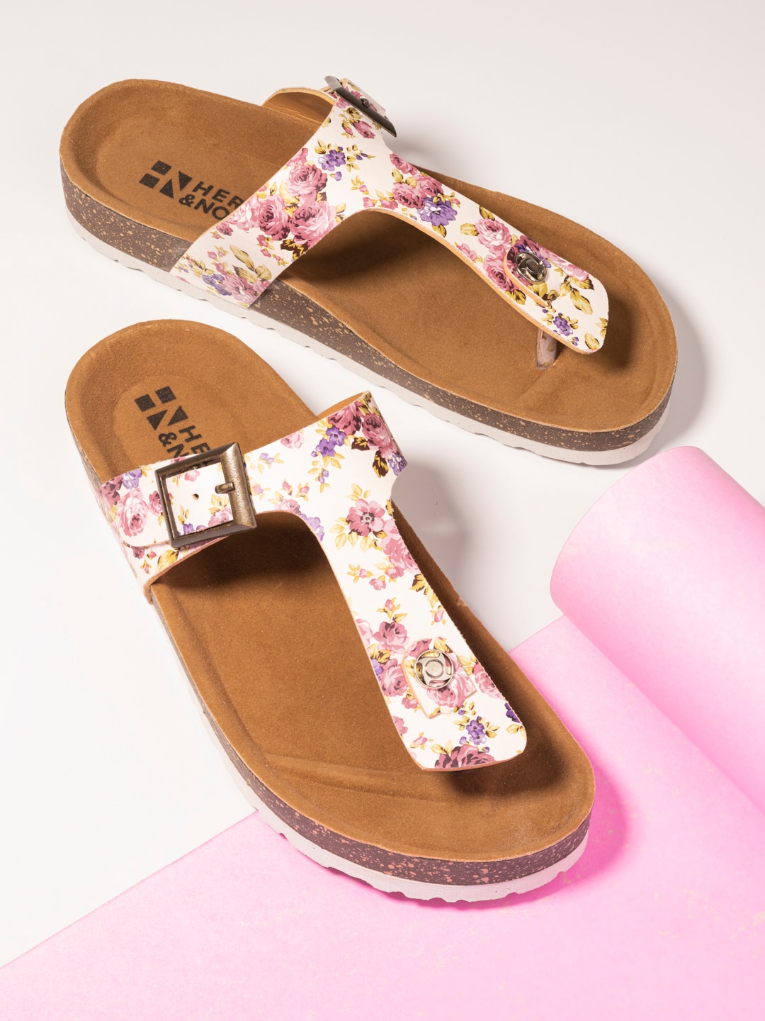 HERE&NOW Women Pink Slip-On Casual Slippers Price in India