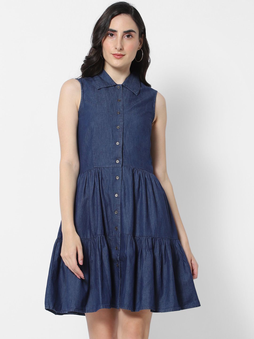 MARCA Disati Blue Solid Dress