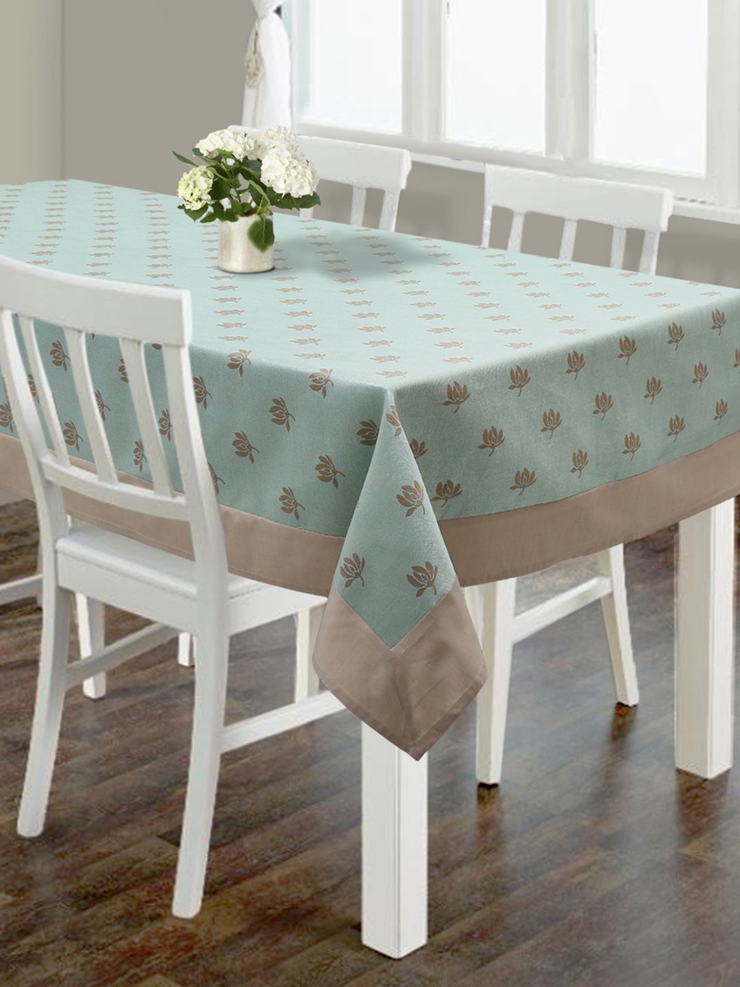 S9home by Seasons Blue Printed Rectangular 60" x 90" Polyester Table Cover Price in India