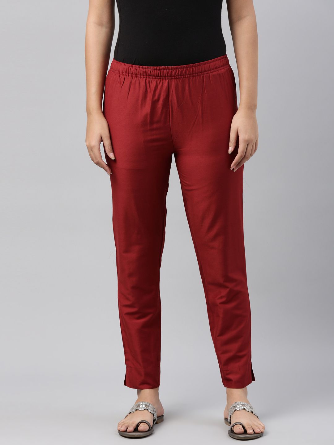 Go Colors Women Maroon Trousers Price in India