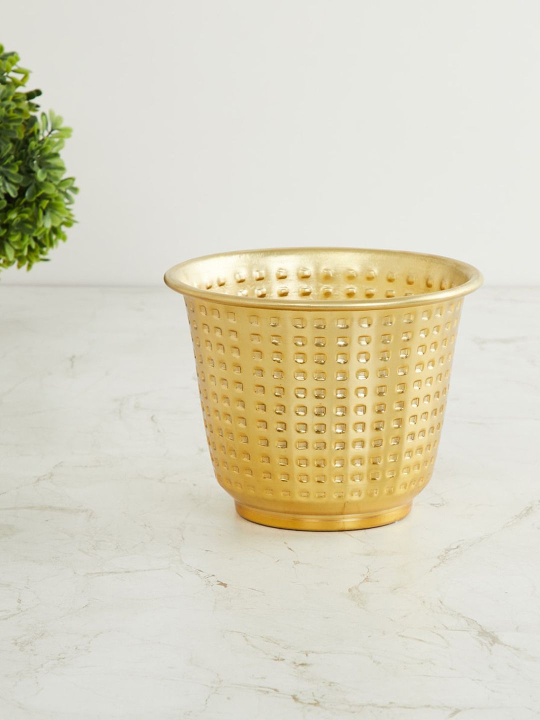 Home Centre Gold-Toned Textured Metal Planter Price in India