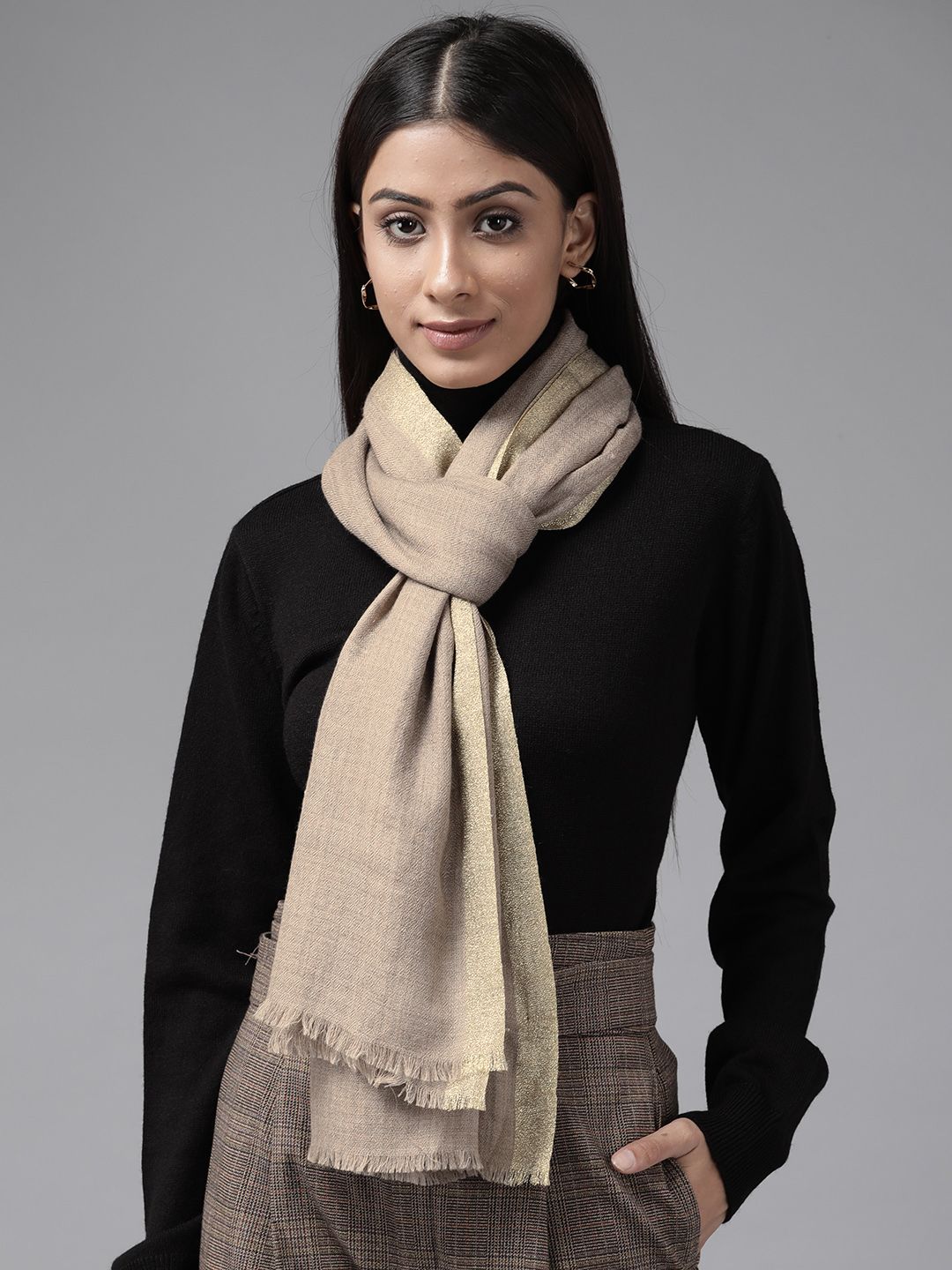 Cayman Women Beige Woolen Stole Price in India