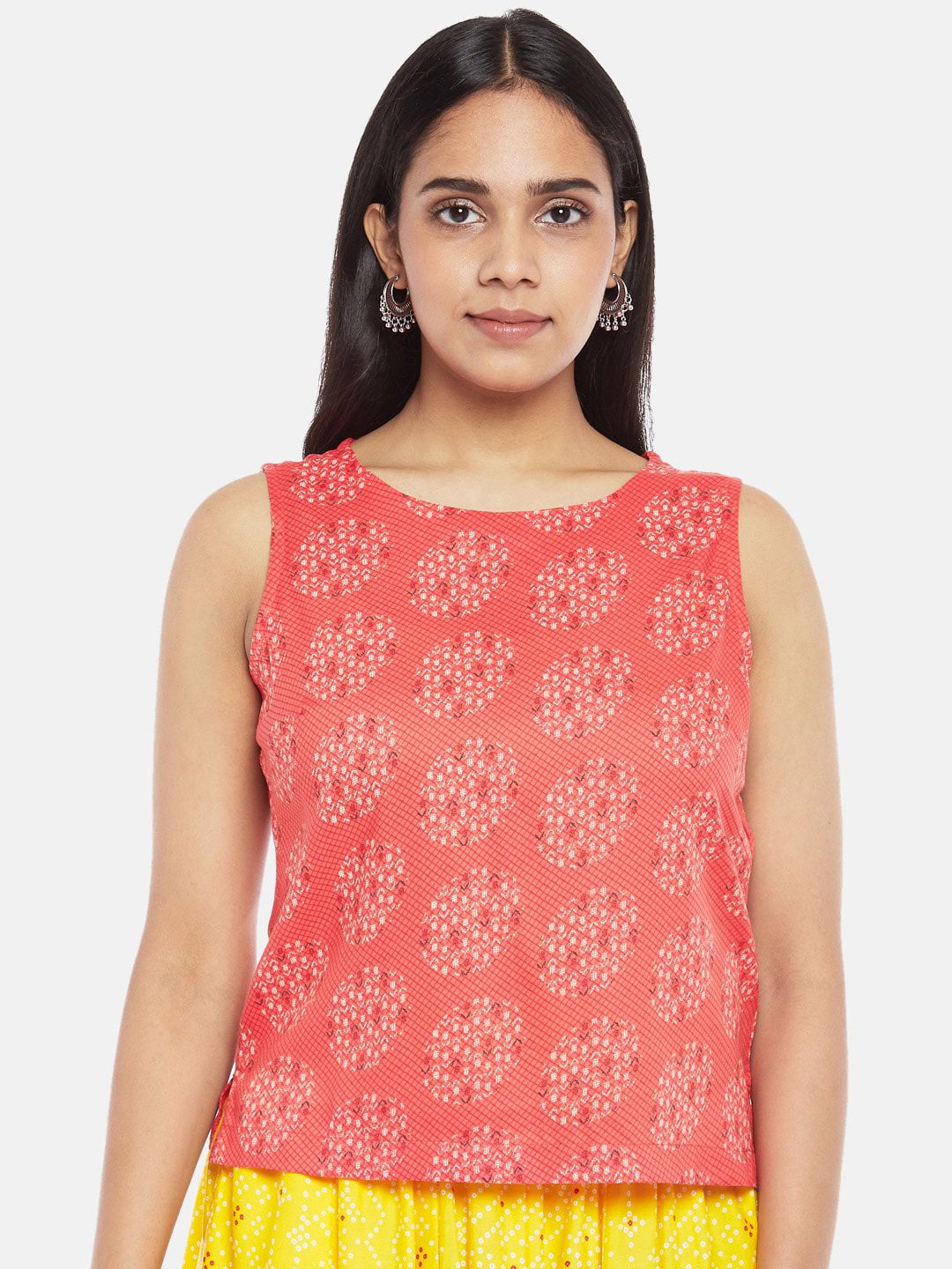 AKKRITI BY PANTALOONS Red Ethnic Motifs Printed Regular Top