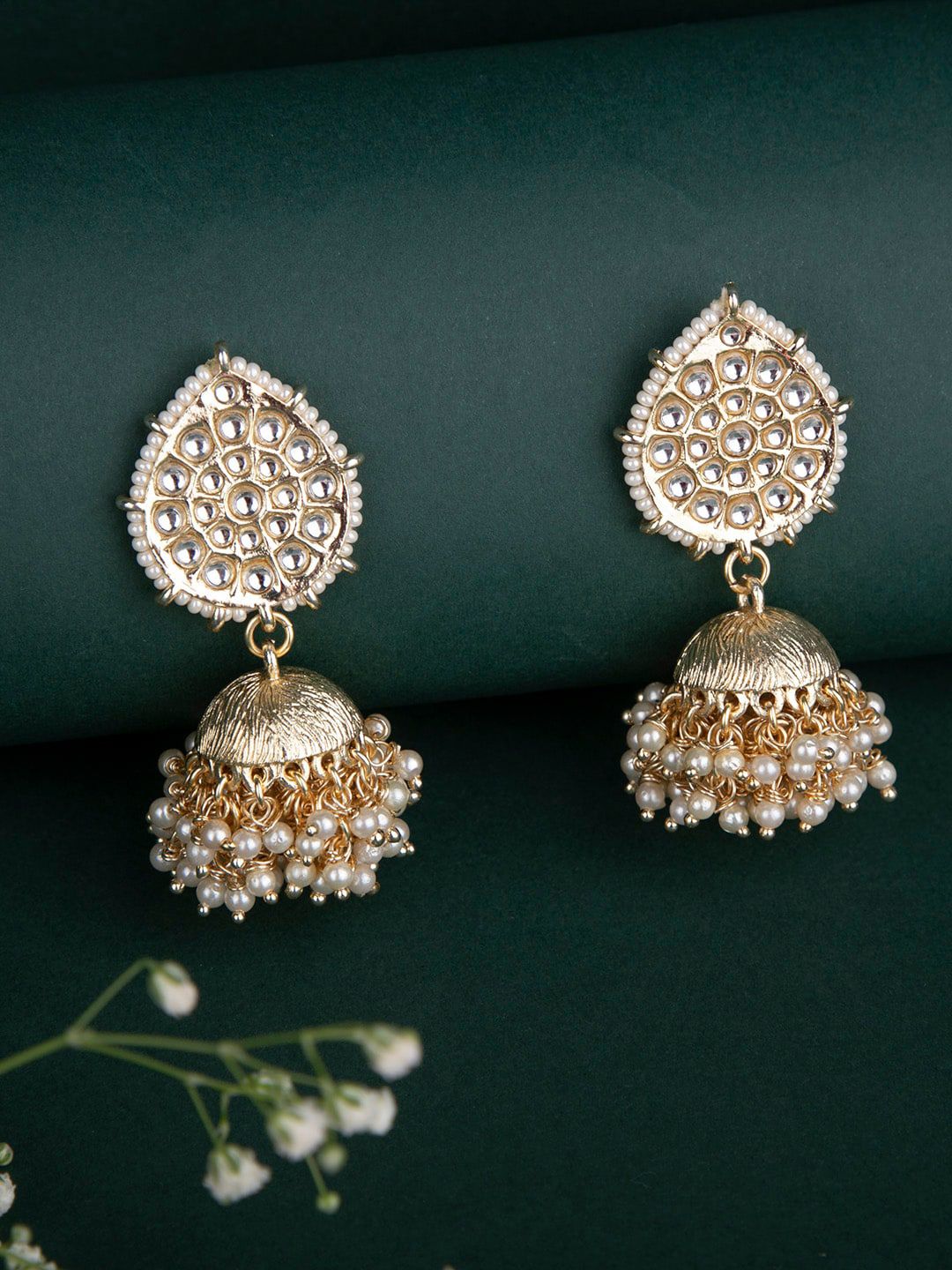 Queen Be Gold-Toned Contemporary Jhumkas Earrings Price in India