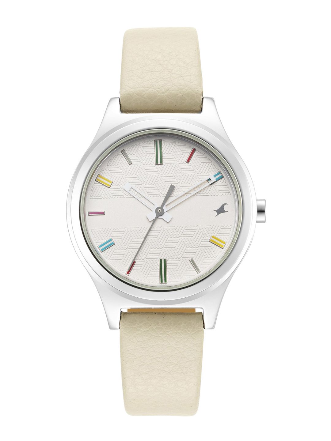 Fastrack Women White Brass Dial & Grey Leather Straps Analogue Watch 6152SL06 Price in India