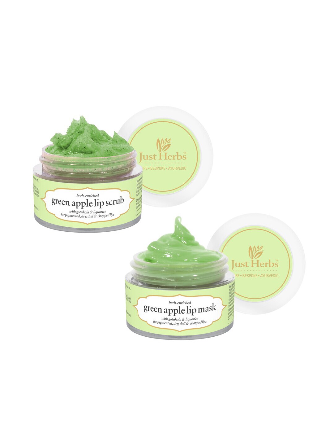 Just Herbs Combo of Ayurvedic & Vegan Green Apple Lip Scrub & Lip Mask - 30 gm Price in India