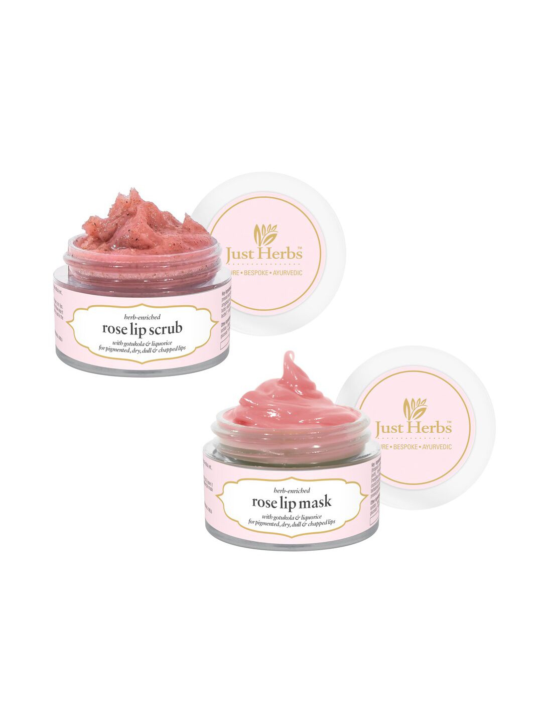 Just Herbs Combo of Ayurvedic & Vegan Rose Lip Scrub & Lip Mask - 30 gm Price in India