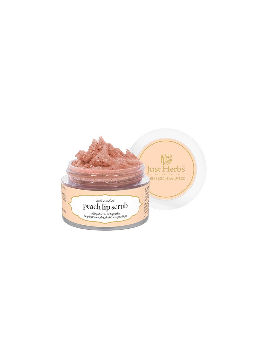 Just Herbs Ayurvedic & Vegan Peach Lip Scrub For Chapped Pigmented & Dark Lips 15gm Price in India