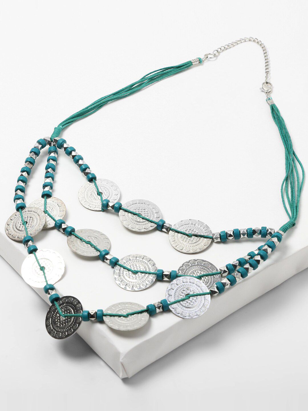 FOREVER 21 Silver-Toned & Green Necklace Price in India
