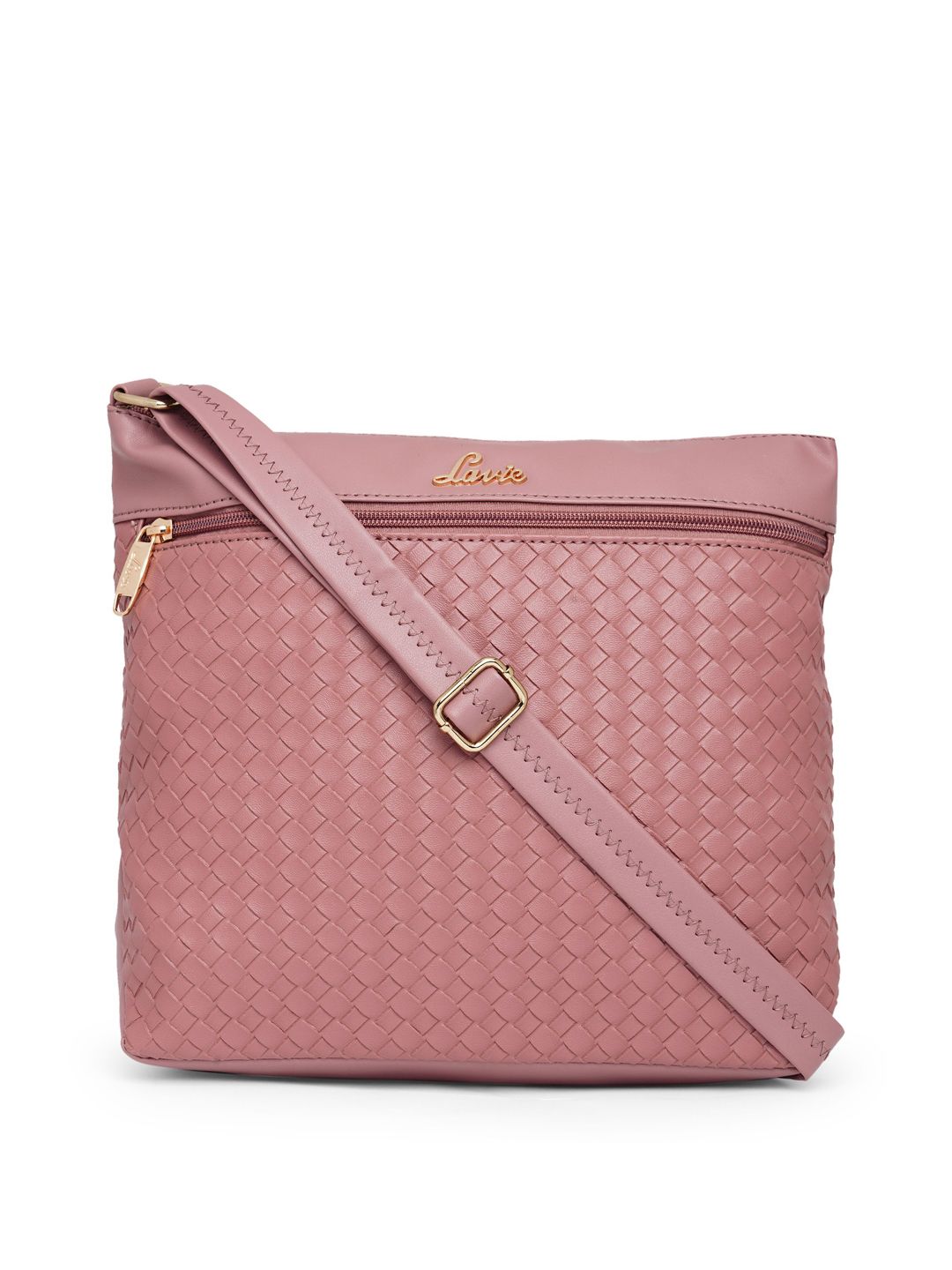 Lavie Pink Textured Structured Sling Bag Price in India