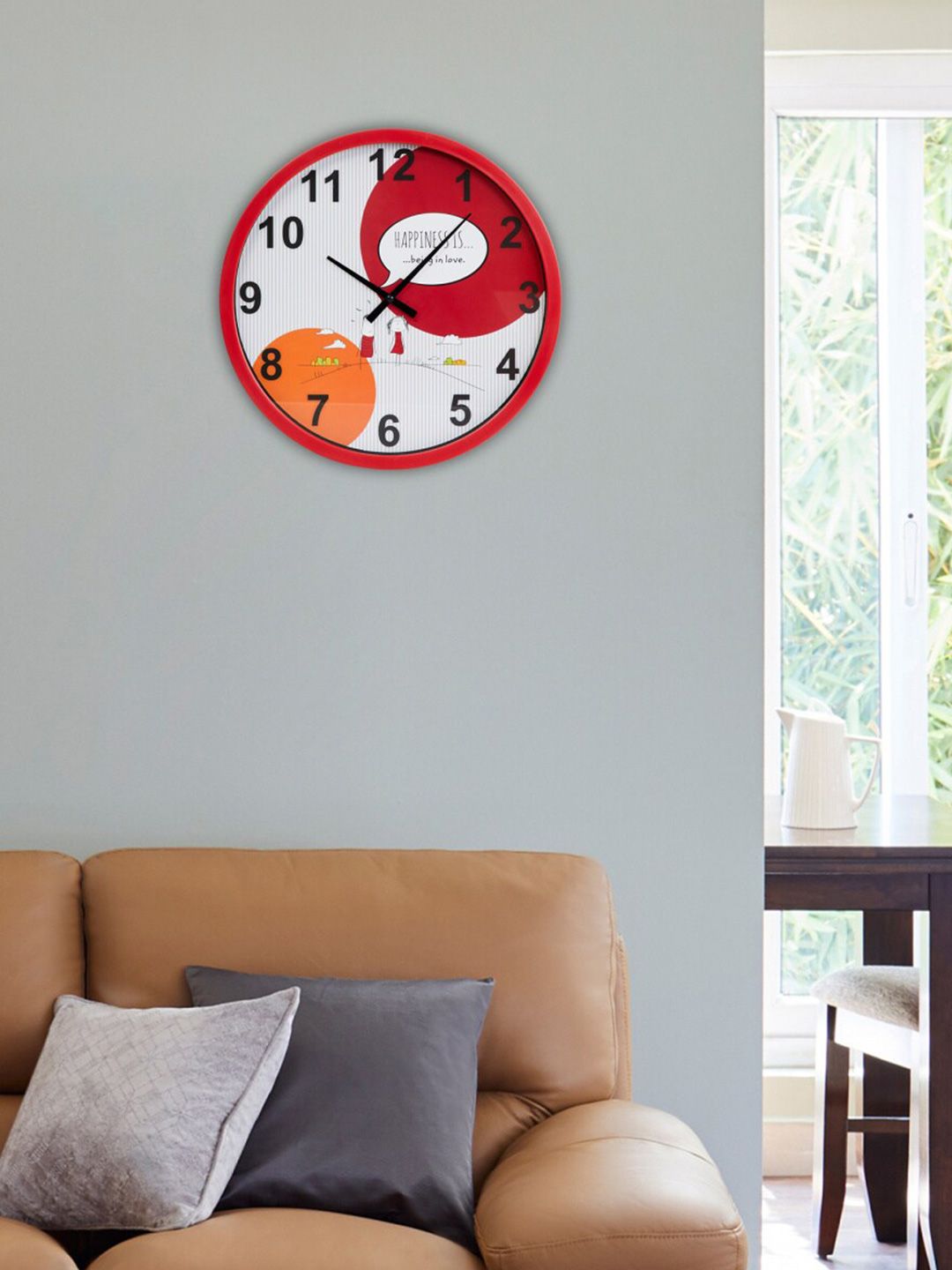 Home Centre Red & White Printed Contemporary Wall Clock Price in India
