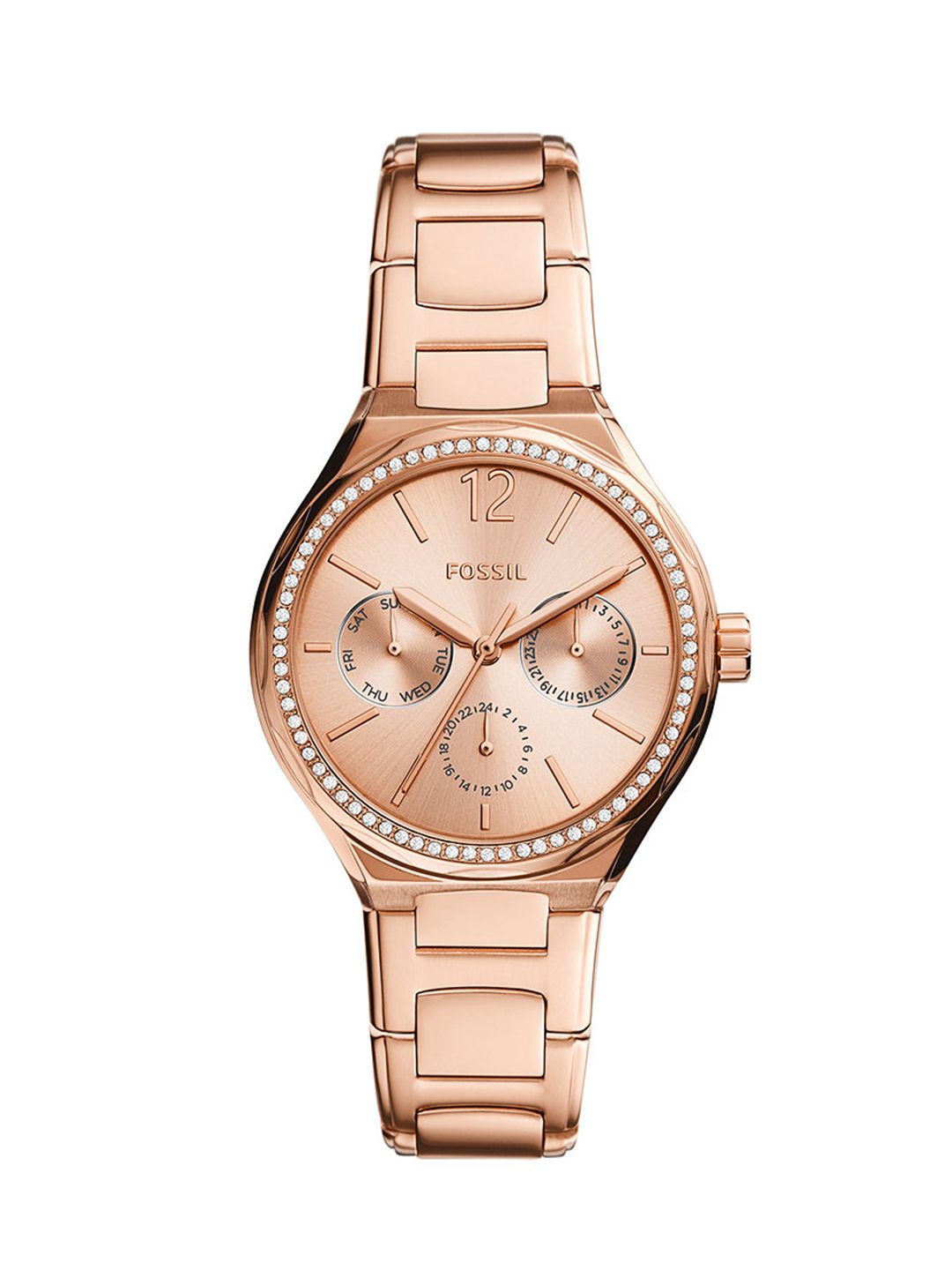 Fossil Women Rose Gold-Toned  Analogue Chronograph Watch BQ3721 Price in India