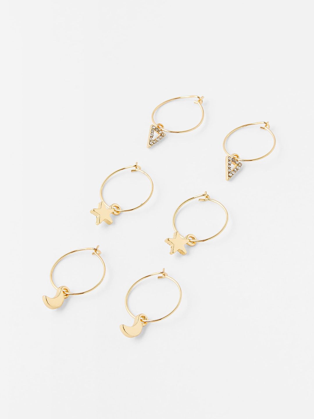 Accessorize Pack Of 3 Gold-Toned Contemporary Hoop Earrings Price in India