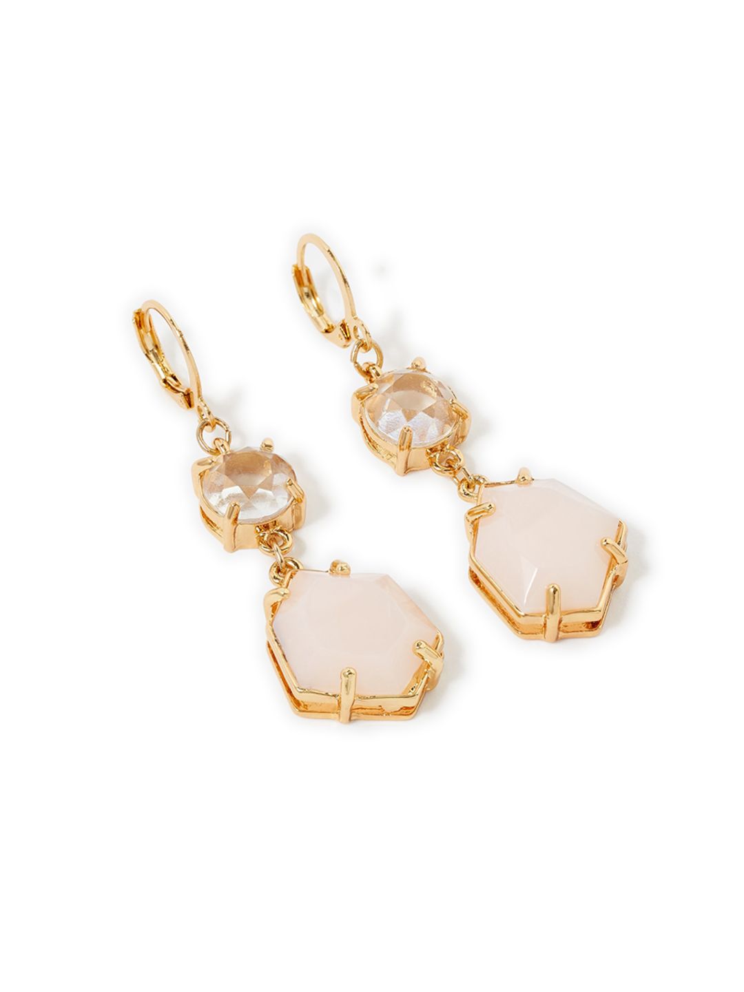 Accessorize Pink & Gold-Toned Contemporary Drop Earrings Price in India