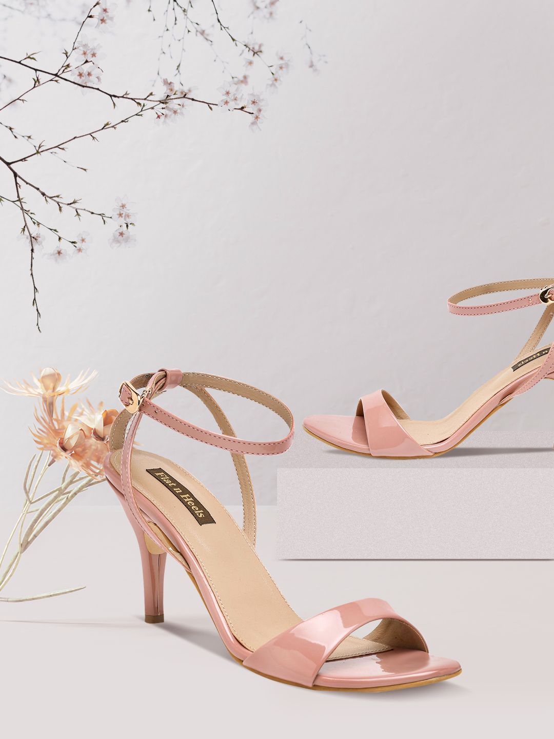 Flat n Heels Pink Sandals with Buckles Price in India