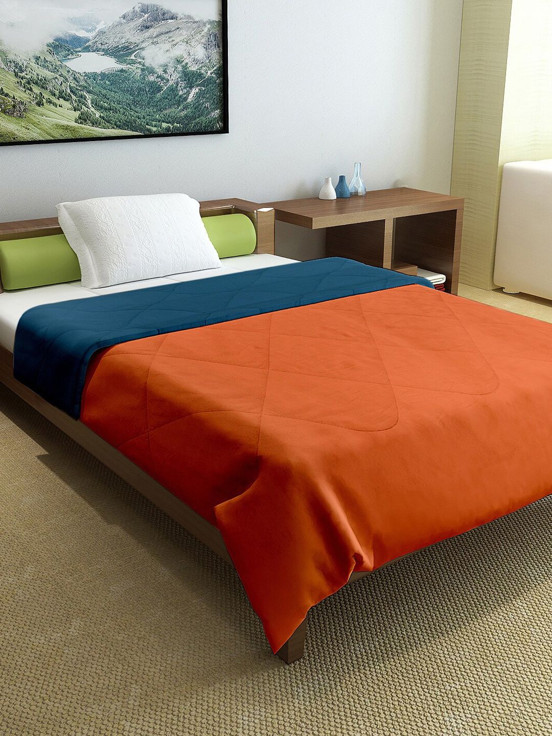 Divine Casa Orange & Blue Mild Winter 150 GSM Single Bed Comforter Price in India
