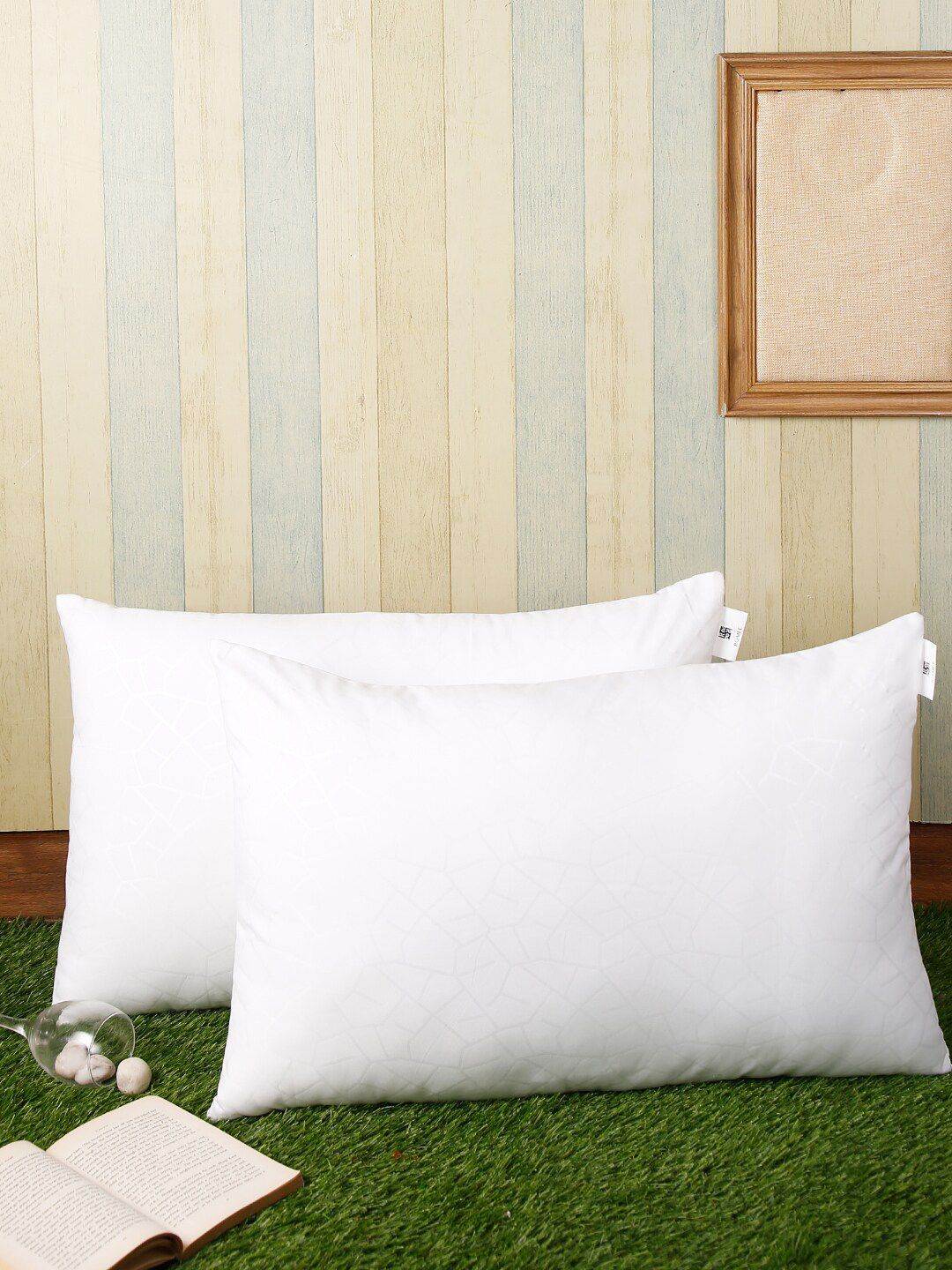 ROMEE Set Of 2 White Solid Cushions Price in India