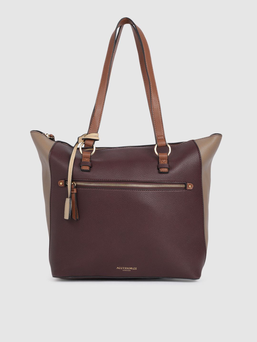 Accessorize Burgundy Solid Structured Shoulder Bag Price in India