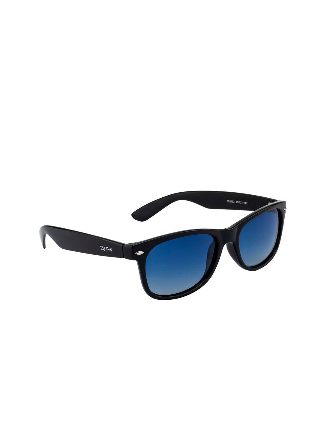 Ted Smith Unisex Blue Lens & Black Wayfarer Sunglasses with Polarised Lens L-SAILER_C4 Price in India