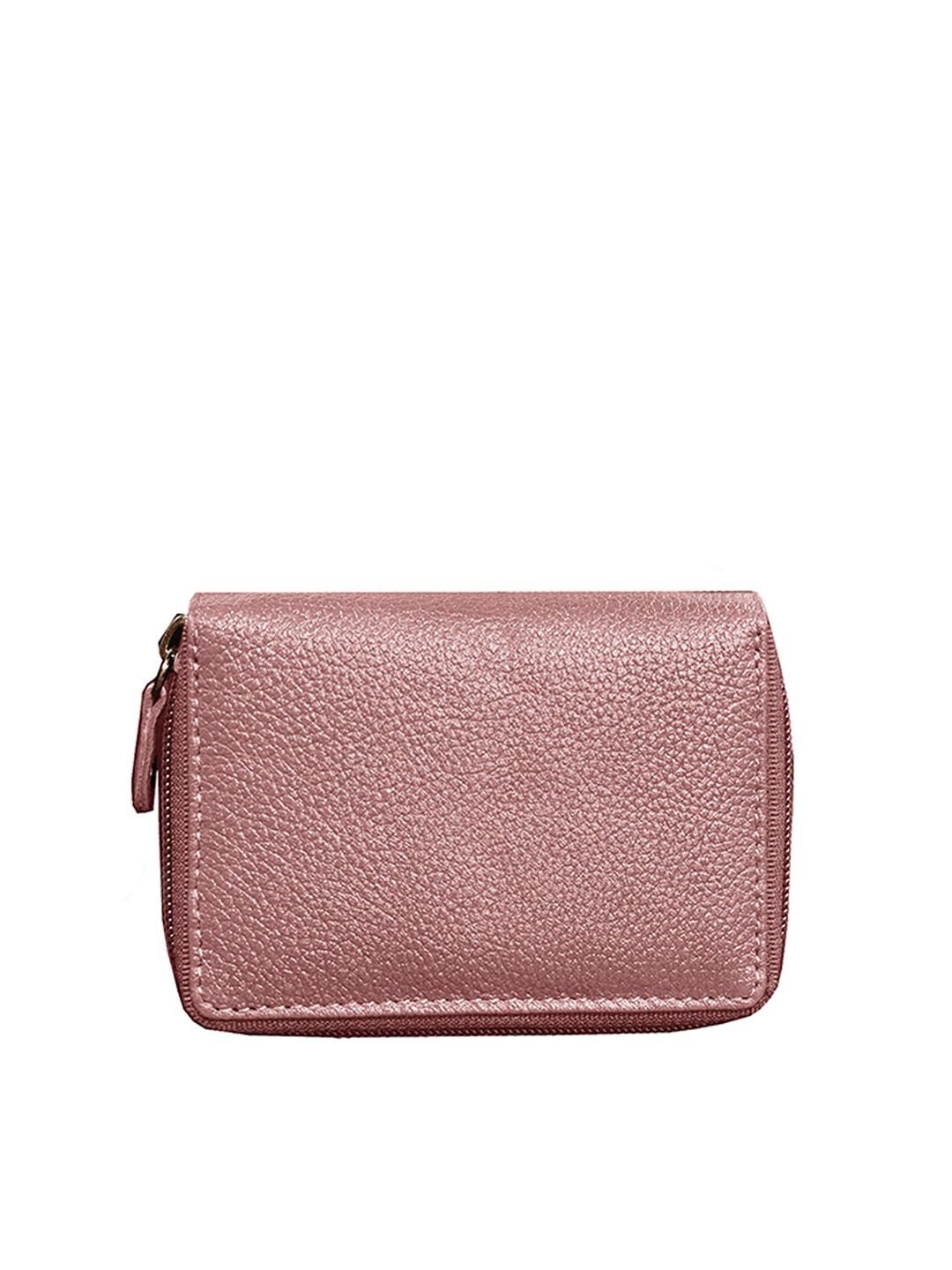 ABYS Women Pink Textured Genuine Leather Zip Around Wallet Price in India