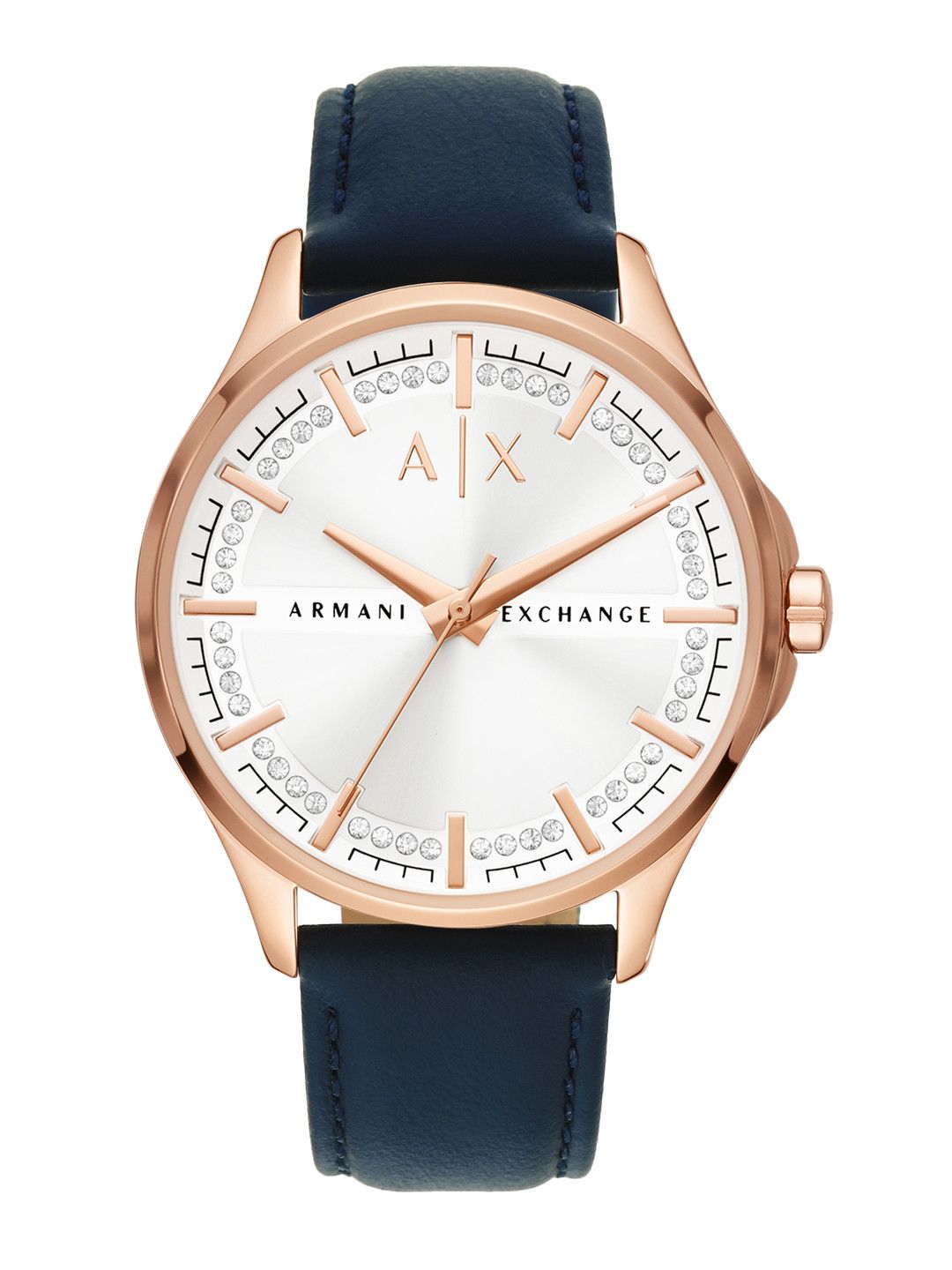 Armani Exchange Women White Dial & Navy Leather Straps Analogue Watch AX5260 Price in India
