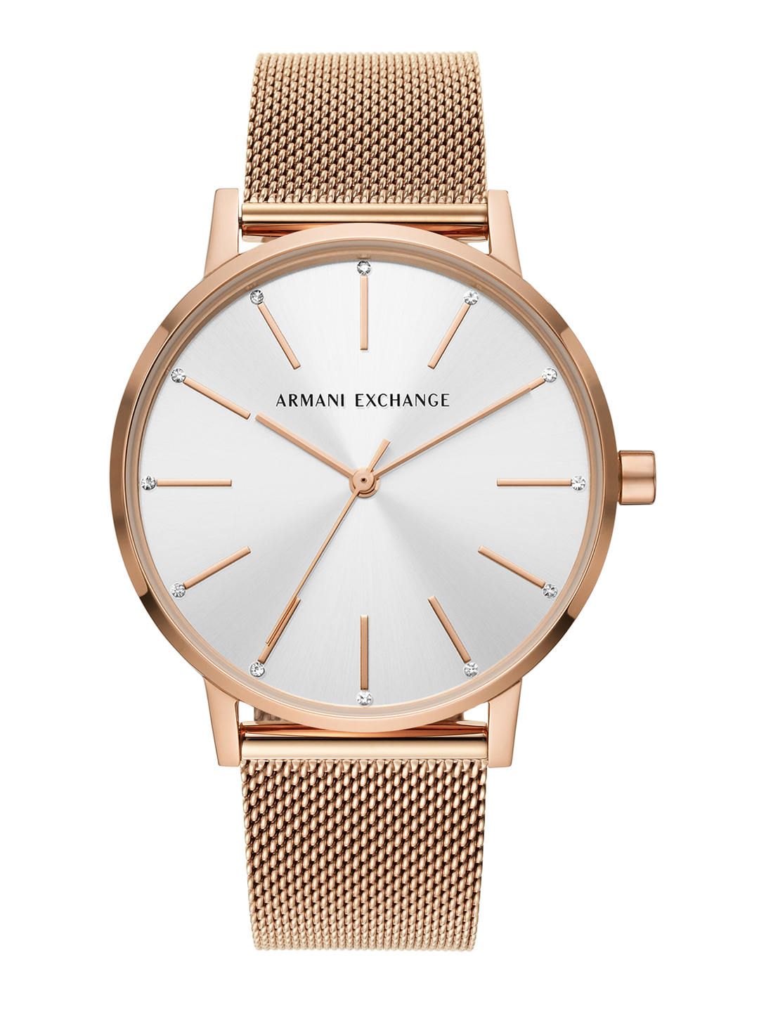 Armani Exchange Women Silver-Toned Dial & Rose Gold-Toned Straps Analogue Watch AX5573 Price in India