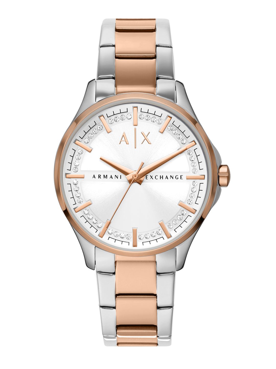 Armani Exchange Women White Dial & Two-Toned Bracelet Style Straps Analogue Watch AX5258 Price in India