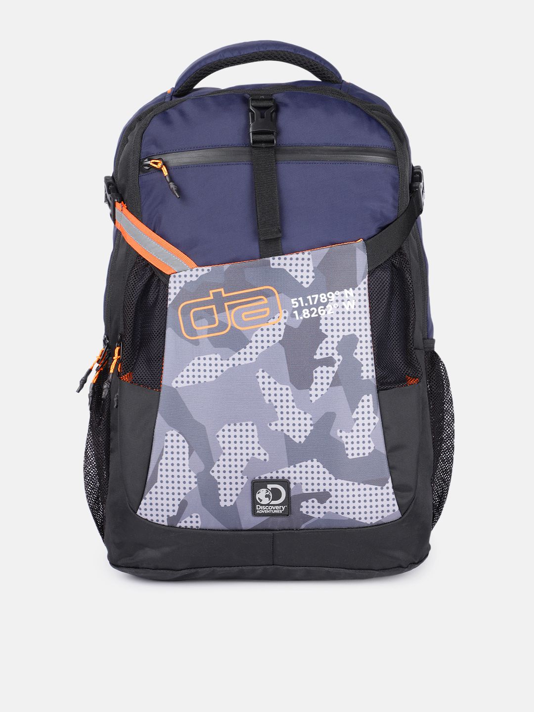 Roadster X Discovery Unisex Grey & Blue Camouflage Printed Backpack Price in India