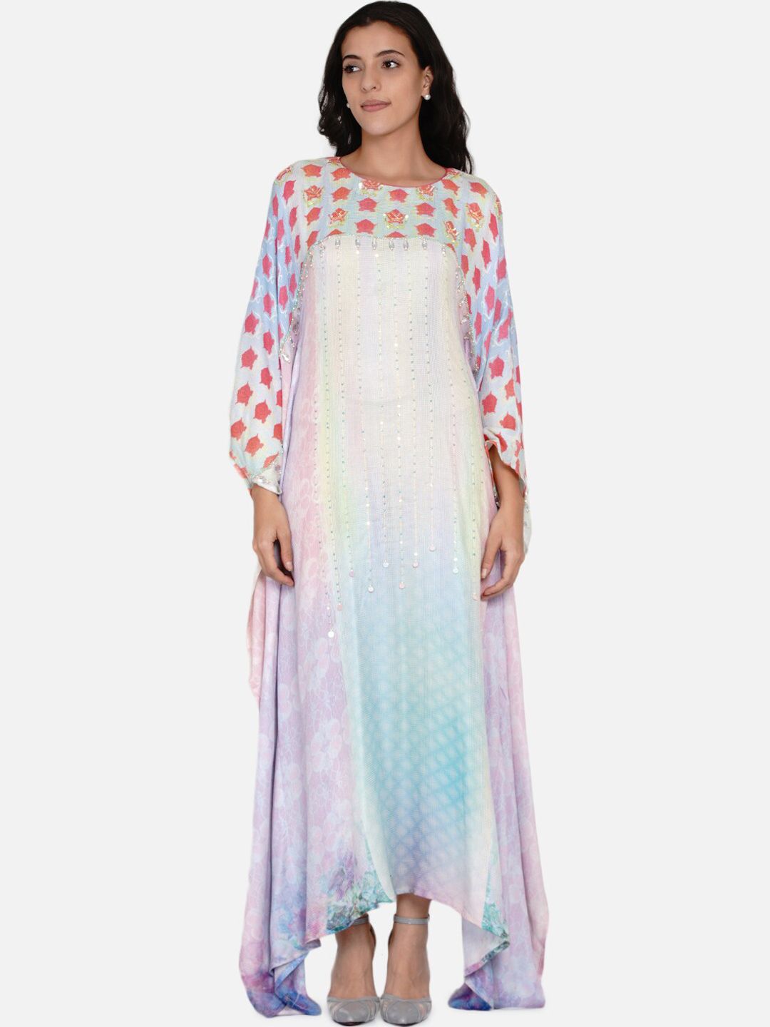 The Kaftan Company Pink Embellished Maxi Dress Price in India